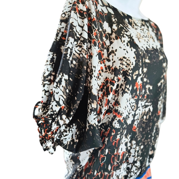 ECI Women's Black and Orange Abstract Blouse - Picture 4 of 10